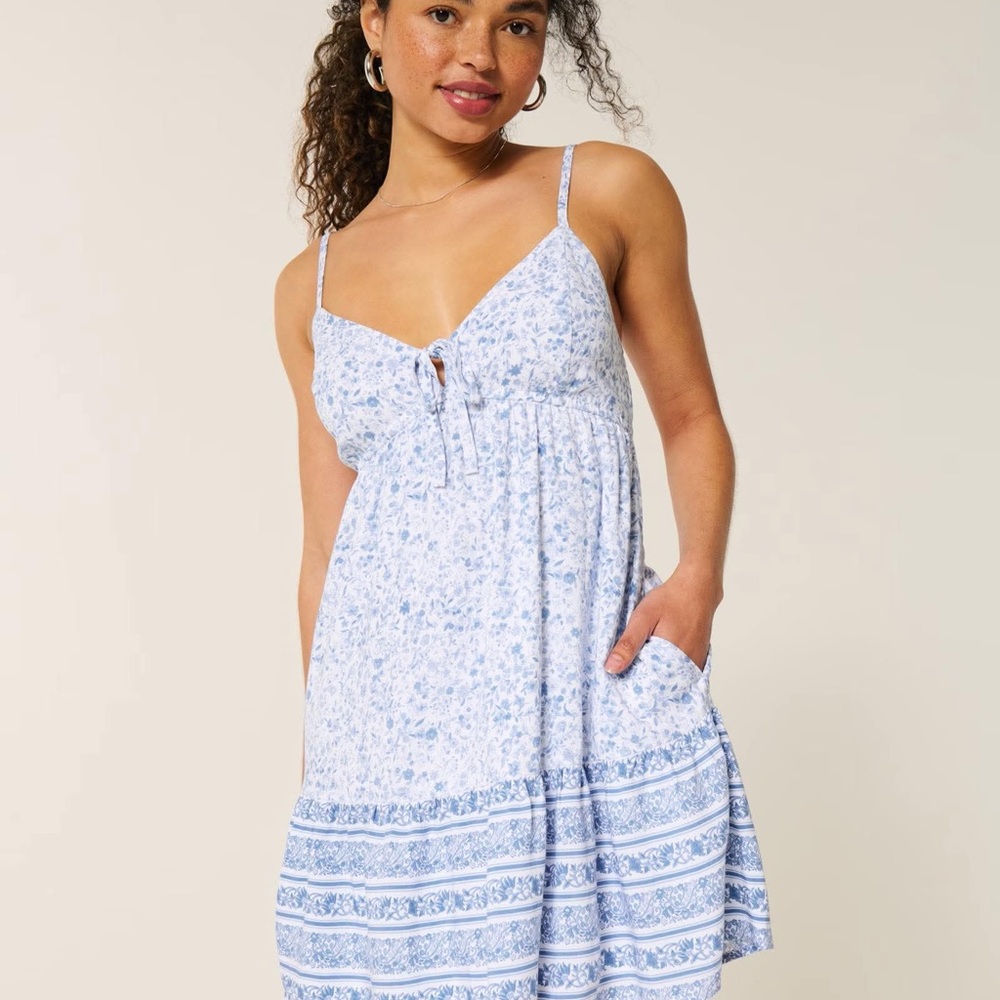 Hollister Blue and White Floral Mini Dress